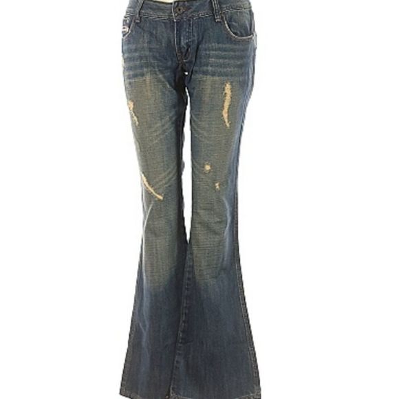 Diesel Women's Boot Cut Jeans - Distressed Blue - Picture 1 of 11